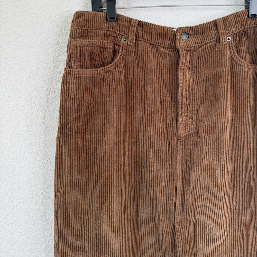 Reformation Tazz Maxi Corduroy Skirt‎ Brown Women’s Sz 30 High Slit Western Fall - Picture 4 of 9